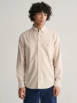 men beige solid button down collar full sleeves shirt